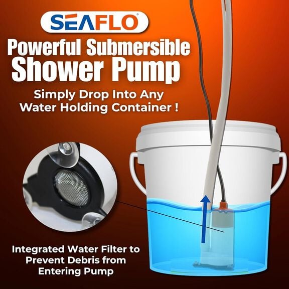 SEAFLO Portable 12V Outdoor Camping/Shower Pump with 80" Hose image number 6
