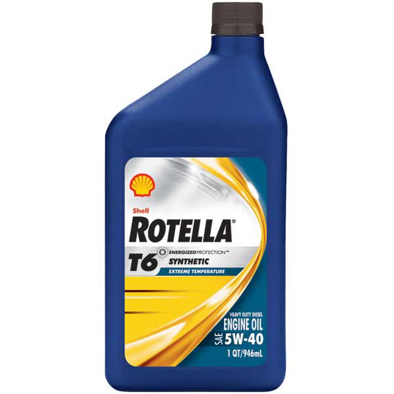 SHELL 5W40 Rotella T6 Synthetic Engine Oil, Quart West Marine