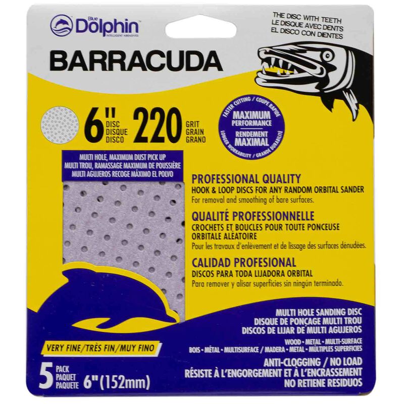 Barracuda 6" Pro Quality Sanding Discs, 220 Grit, 5-Pack image number 0