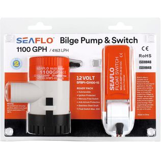 SEAFLO 1100 GPH 12V Automatic Submersible Bilge Pump with Float Switch