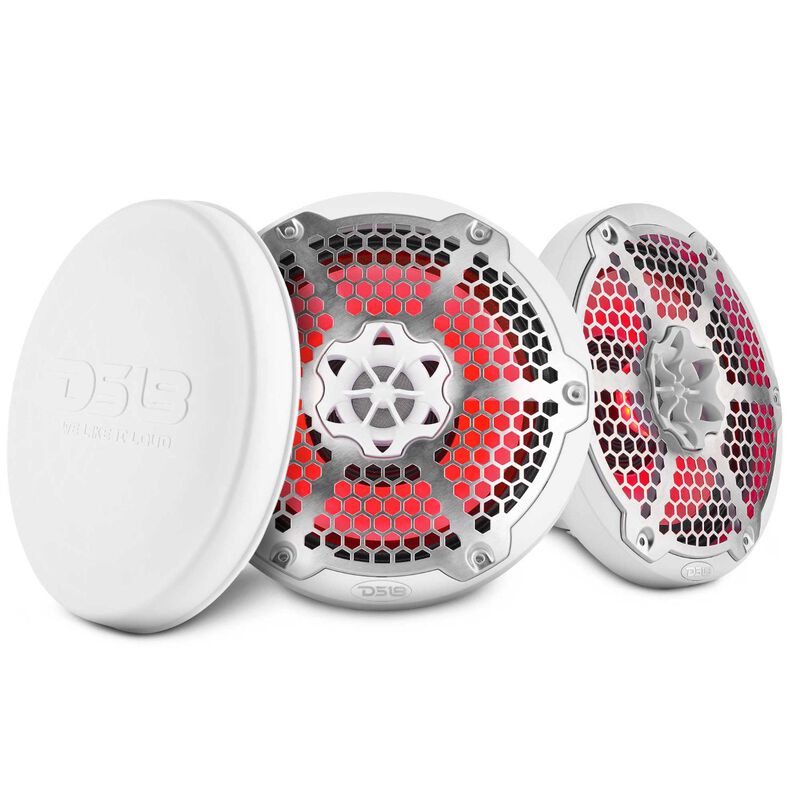 Ds18 8” Marine 2-Way Hybrid Speaker with RGB LED, Compression Driver and Neodymium Magnet, 350W RMS 4-Ohm, Gloss White | by West Marine
