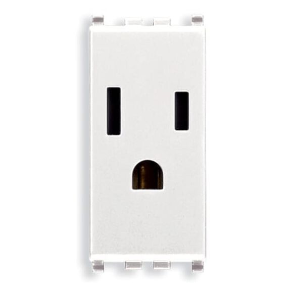 Vimar Eikon 20242.B 1-Module SICURY Socket Outlet 15A 127V, White image number 0