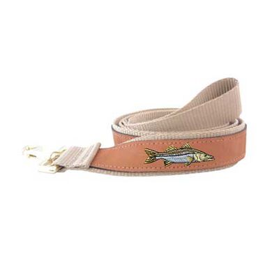 Snook Embroidered Leather Dog Leash