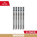 4" 10TPI U-Shank Wood High Carbon Steel Jig Saw Blades, 5 Pack image number 0