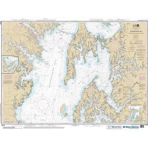 Maptech&reg; NOAA Recreational Waterproof Chart-Chesapeake Bay Eastern Bay and South River; Selby Bay, 12270 image number 0