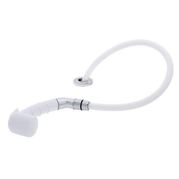 Deck-Mount Sprayer Small Arctic White Sprayer No Hook w/Elbow, 6' White Rubber Hose, Ultra-Low Profile Holder image number 1
