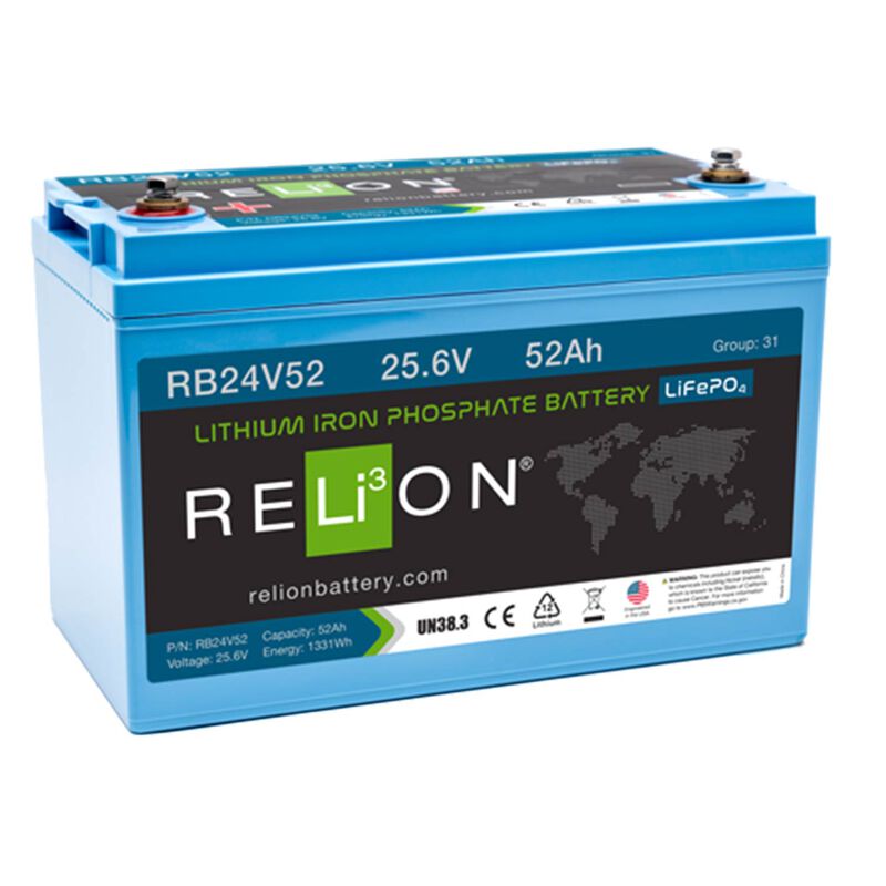 Group 31 RB24V52 Lithium Iron Phosphate Deep Cycle Battery, 24V, 52Ah image number 0