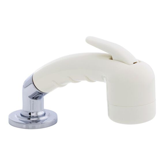Deck-Mount Sprayer Small Warm White Sprayer No Hook w/Elbow, 6' White Rubber Hose, Ultra-Low Profile Holder image number 0