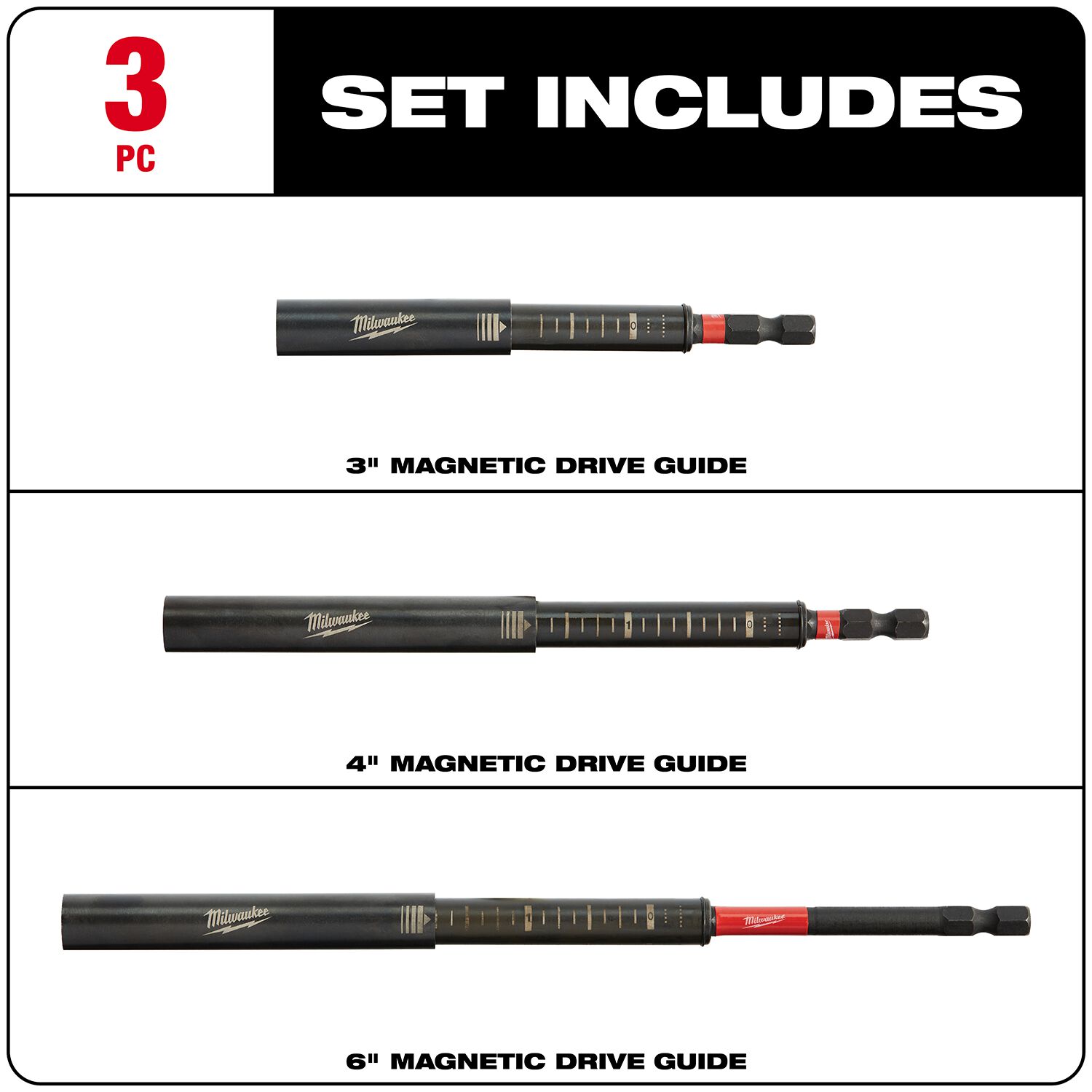 MILWAUKEE SHOCKWAVE™ Impact Magnetic Drive Guide Set, 3 Piece