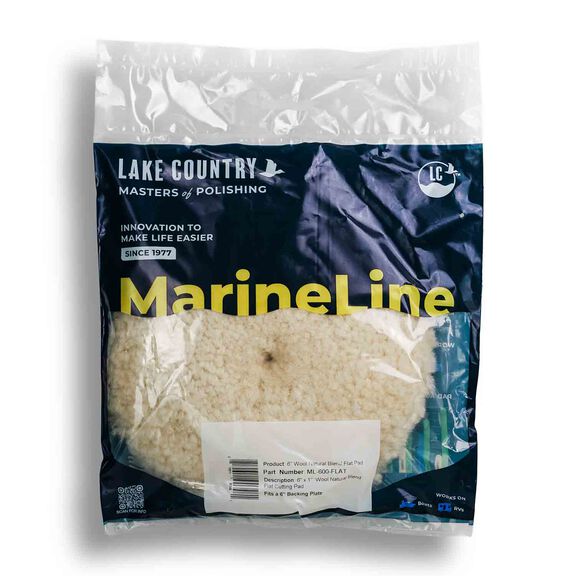Marine Line 6" Flat Single Sided Twisted Wool Cutting Pad image number 2