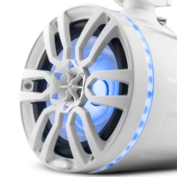 HYDRO 8" Marine Tower Speakers with Integrated RGB LED Lights, 375 Watts, White image number 1
