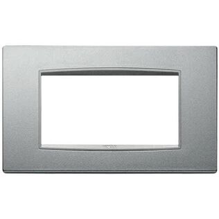 Vimar Eikon 4-Module Classic Cover Plate, Refined Metal, Matt Silver, Next Frame