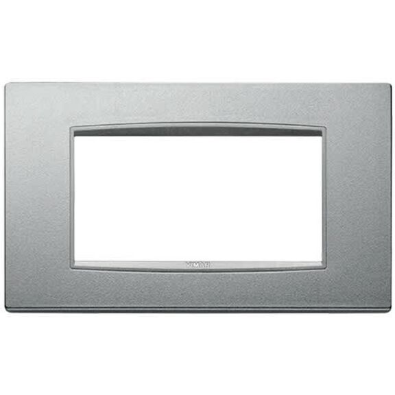 Vimar Eikon 4-Module Classic Cover Plate, Refined Metal, Matt Silver, Next Frame image number 0