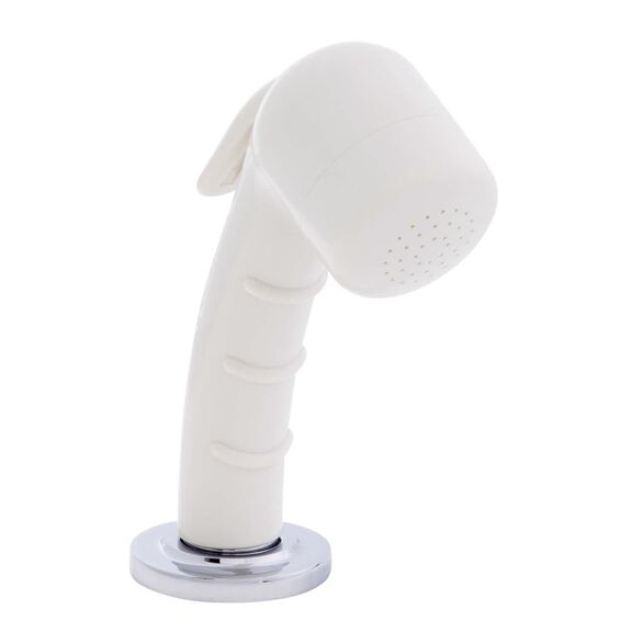 Deck-Mount Sprayer Small Warm White Sprayer No Hook, 6' White Rubber Hose, Ultra-Low Profile Holder image number 0