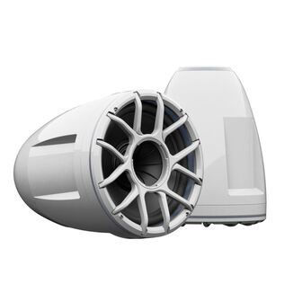 REV 12 HD White 12" Marine Tower Speakers with XZ-W Grille & RGB LED Rings (Pair)