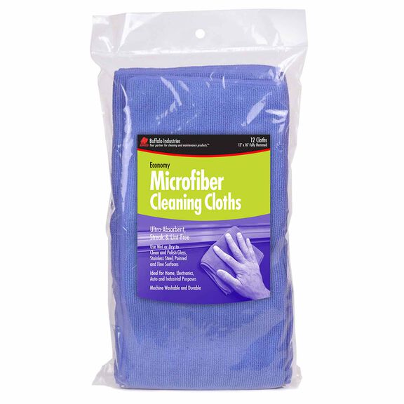 Microfiber Cleaning Cloths - Blue 12" x 16", 12-Pack Bag image number 0