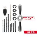 SAE Tap and Die Set with Hex-LOK&trade; 2-in-1 Handle, 15 Piece image number 0