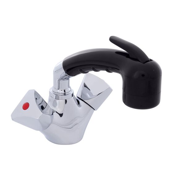 Trinidad Head/Shower Combo Faucet Small Black Sprayer No Hook, 6' Black Rubber Hose Chrome/Black image number 0