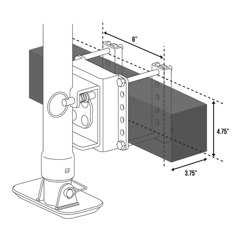 TRAILER VALET Blackout Series 2,000 lb. Side Wind Swivel Mount Jack, 15
