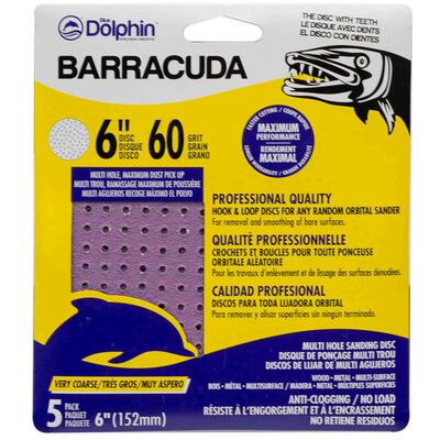 Barracuda 6" Pro Quality Sanding Discs, 60 Grit, 5-Pack