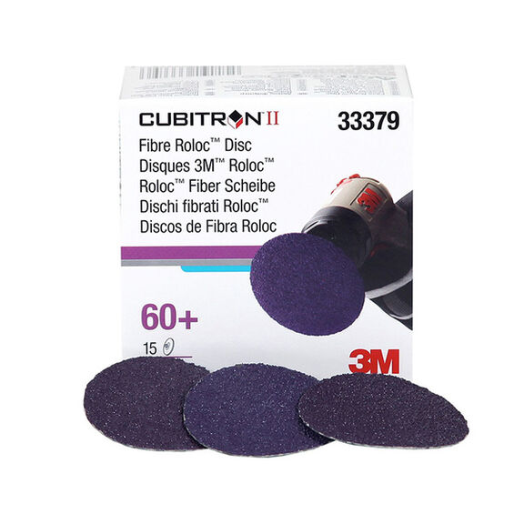 Cubitron&trade; II Roloc&trade; Discs, Grit: 60, Diameter: 2", Color: Purple, Standard Pack: Box, Quantity/Box: 15 image number 0