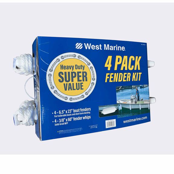Hot Dock 6.5" x 23" Fender 4-Pack Kit with Fender Whips, White image number 0