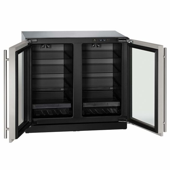 36" Stainless Glass Door Refrigerator, With Lock image number 2
