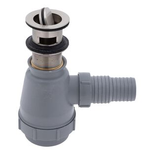 1-1/2" Drain, Flip Trap Sink Drain with Overflow, 1-1/4" & 1-1/2" Hose Barb Brushed Nickel