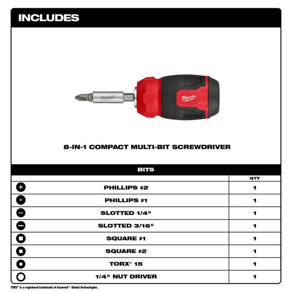 8-in-1 Compact Multi-Bit Screwdriver image number 1