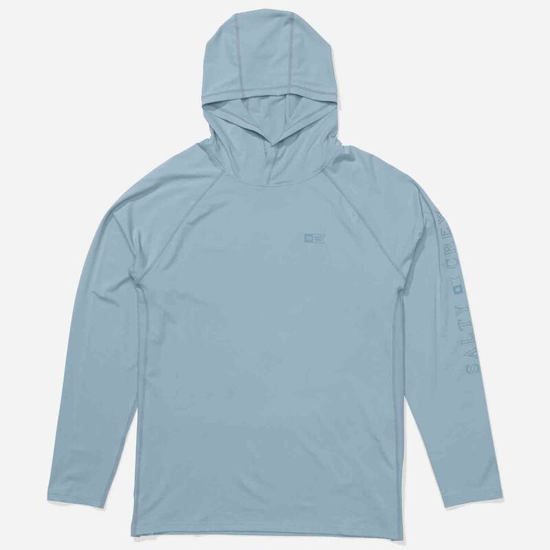 Salty Crew Men's Apex Perforated Hooded Sun Shirt, in Mineral Blue, Size 2XL | by West Marine
