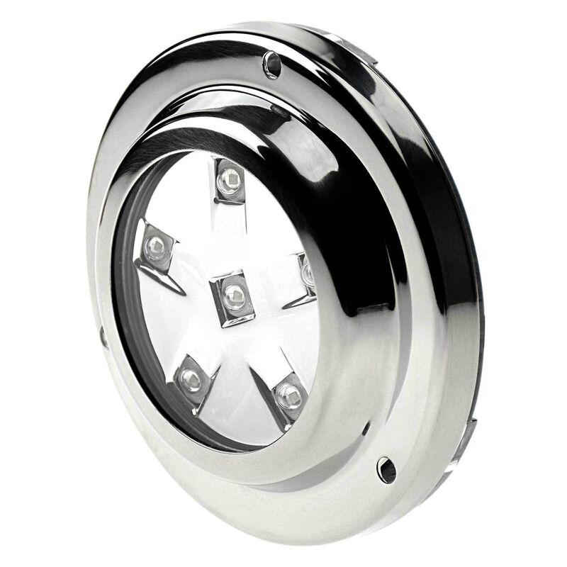 Round Six LED Underwater Light with Stainless Steel Bezel, RGBW, 2-Pack image number 1