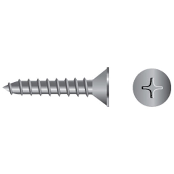 #8 X 1" Stainless Steel Phillips Flat-Head Tapping Screws, 10-Pack image number 0