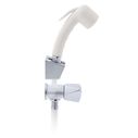 Trinidad 2H External Shower Mixer Small Warm White Sprayer, 10' White Rubber Hose Chrome/Warm White image number 1