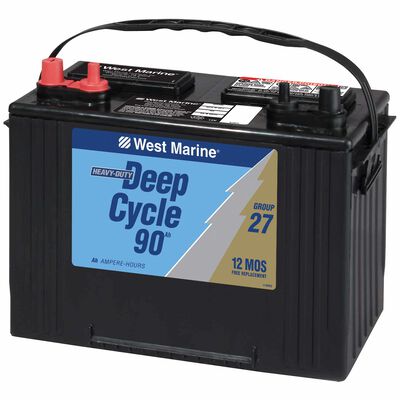 Deep Cycle Flooded Marine Battery, 90 Amp Hours, Group 27