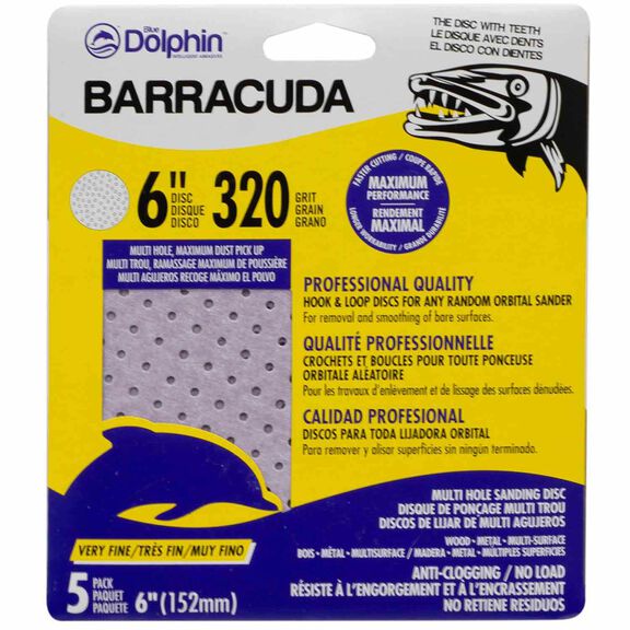 Barracuda 6" Pro Quality Sanding Discs, 320 Grit, 5-Pack image number 0