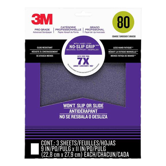 Pro Grade No-Slip Grip&trade; Advanced Sandpaper, 80 grit image number 0