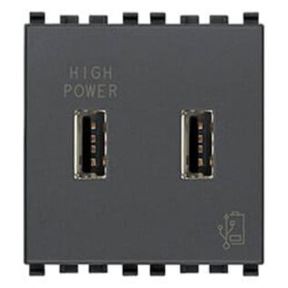 Vimar Eikon Dual USB-A Supply Unit 5V 2.1A, 2 USB Ports, 2-Module, Grey