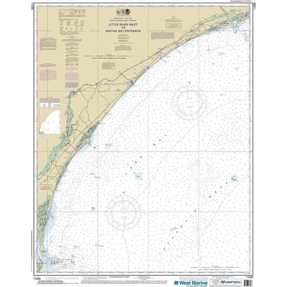 Maptech&reg; NOAA Recreational Waterproof Chart-Little River lnlet to Winyah Bay Entrance, 11535 image number 0