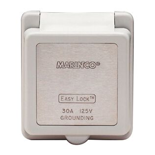 Inlet Cap & Bezel, 30A 125V, Square, White