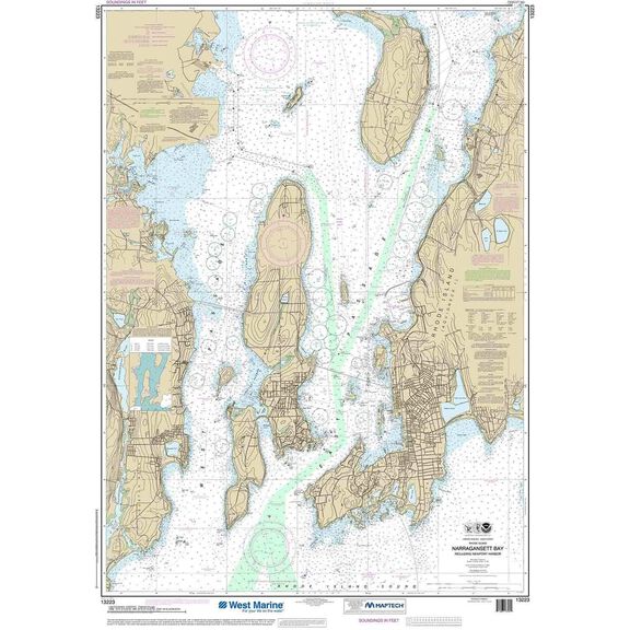 13223, Maptech&reg; NOAA Recreational Waterproof Chart-Narragansett Bay, Including Newport Harbor image number 0