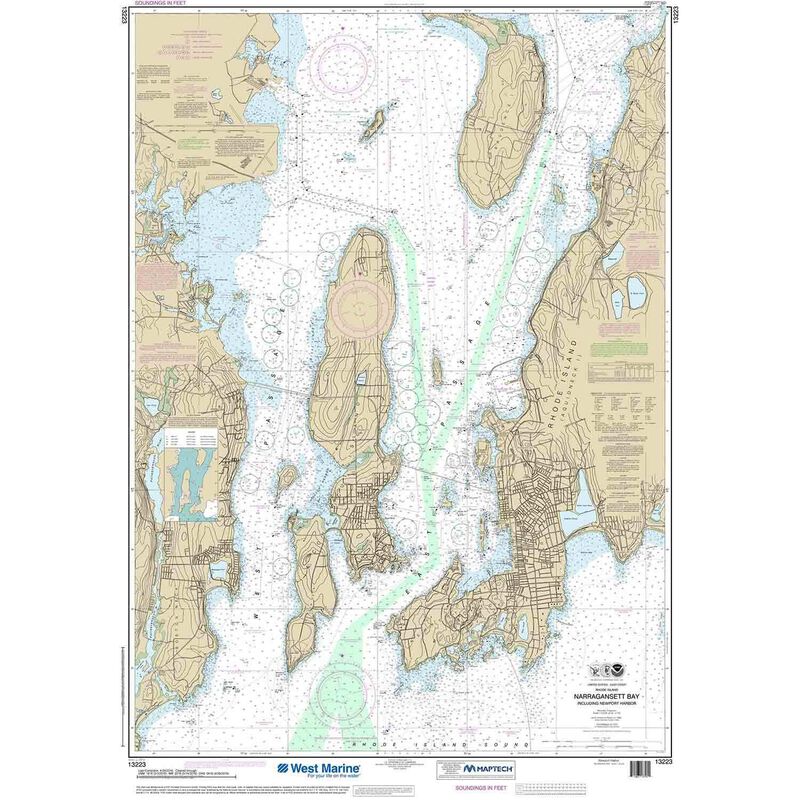 13223, Maptech® NOAA Recreational Waterproof Chart-Narragansett Bay, Including Newport Harbor image number 0