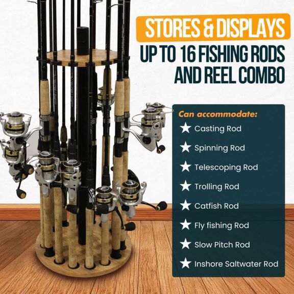 American Cherry 16 Round Rod Rack - Steel Post image number 2