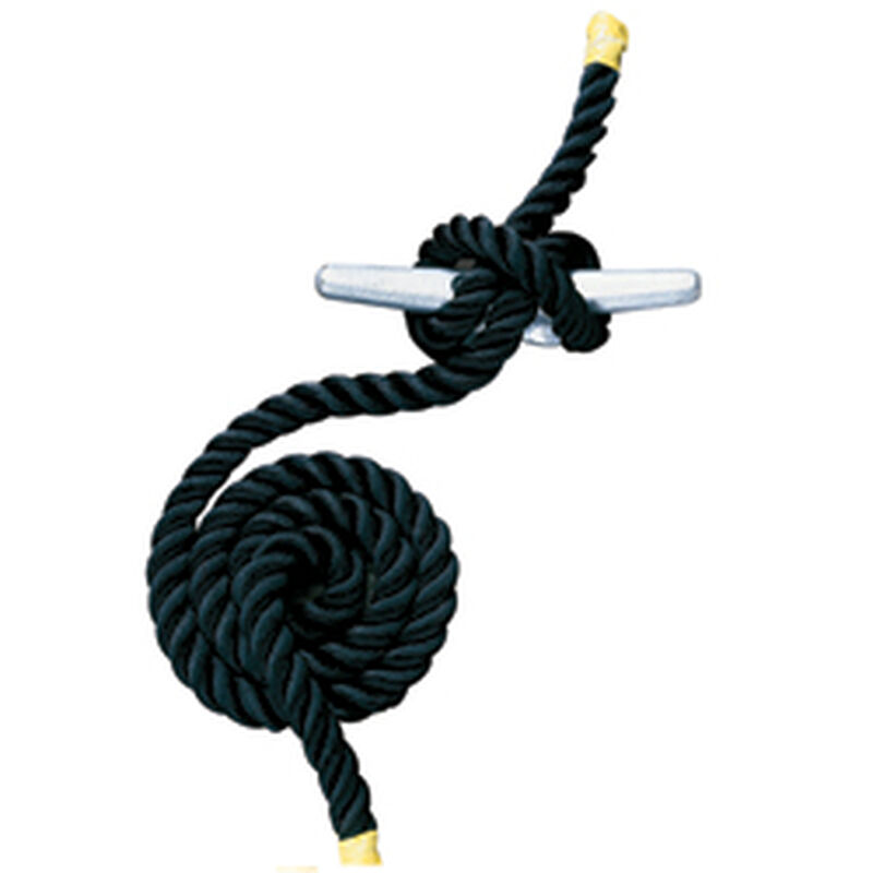 3/4" Three-Strand Nylon Dock Line, Black, Sold by Foot image number 0
