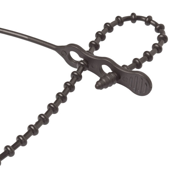 24" Black Beaded Cable Ties, 5-Pack image number 0