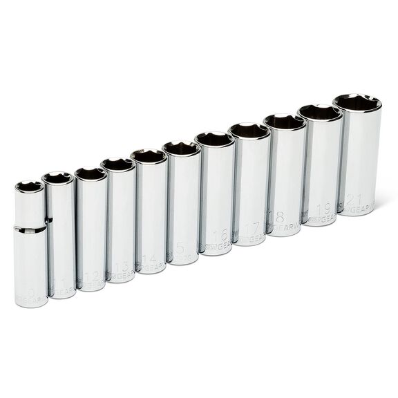11-Piece 3/8" Drive Metric Deep Socket Set, 6 Point image number 0