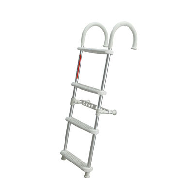 4-Step Gunwale-Mount Boarding Ladder, 7" Hook, White Steps