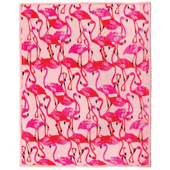 60" x 70" Plush Blanket, Pink Flamingos image number 0