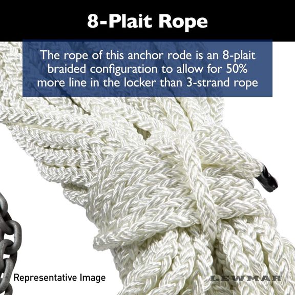 Lewmar Anchor Rode - 15' 5/16" G4 Chain, 300' 5/8" 8-Plait Rope with 3/8" Shackle image number 5