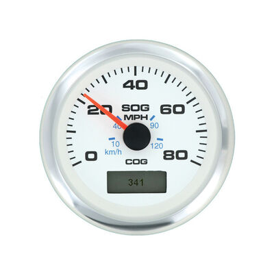 White Premier Pro GPS Speedometer, 80 mph