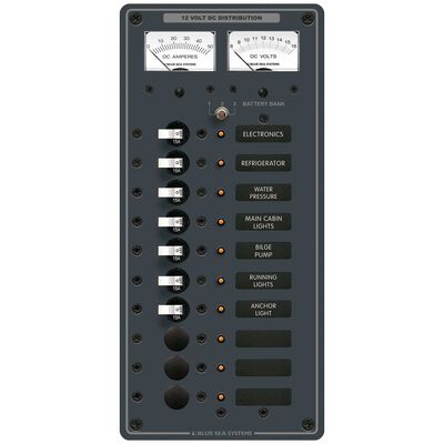 Traditional Metal DC Circuit Breaker Panel with Meters, 10-Position